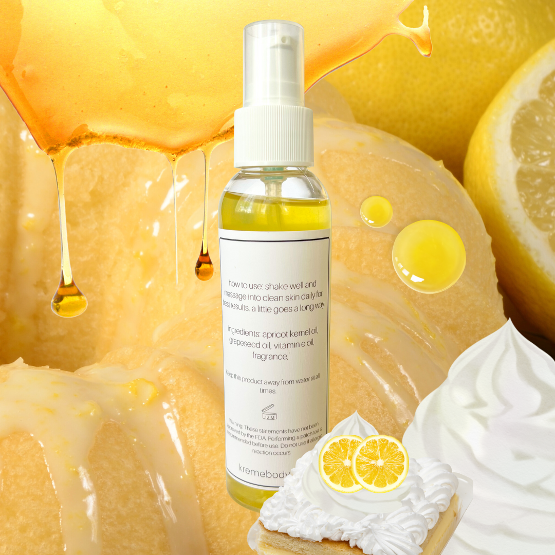 lemon cake hydrating body oil – kreme body