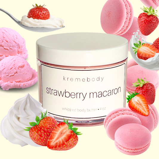 strawberry macaron whipped body butter