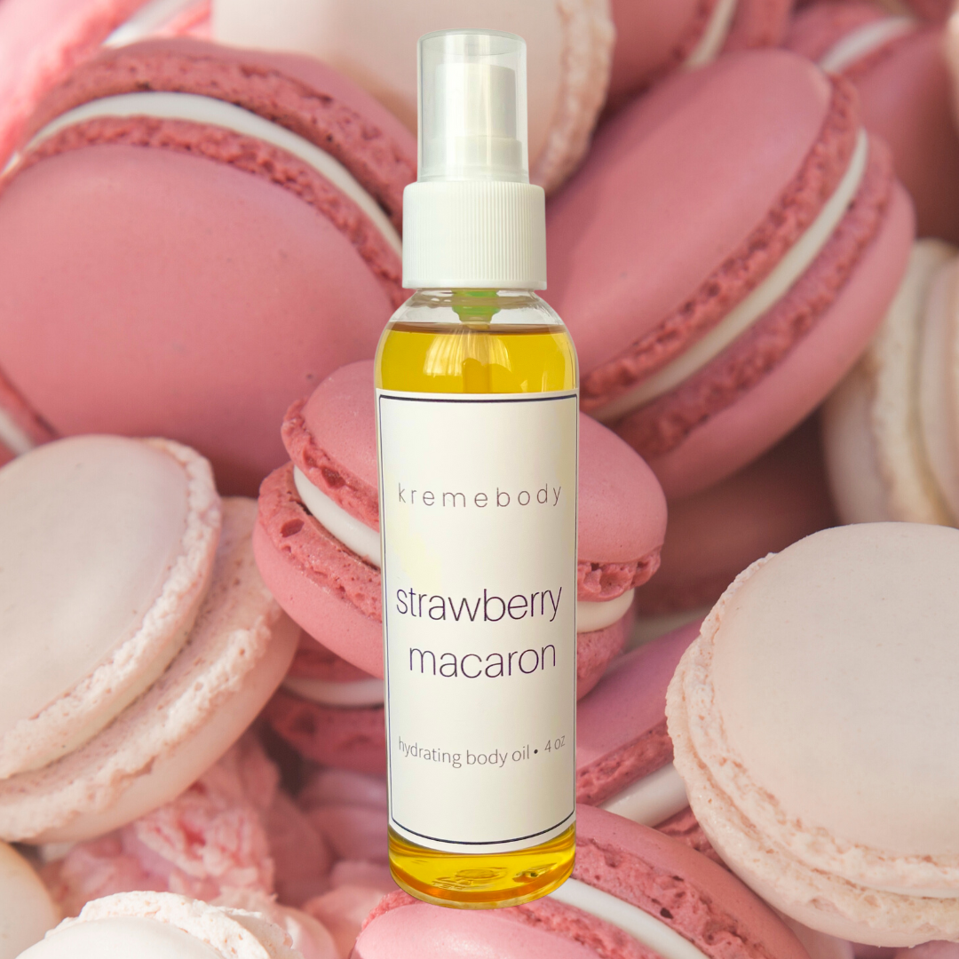 strawberry macaron hydrating body oil